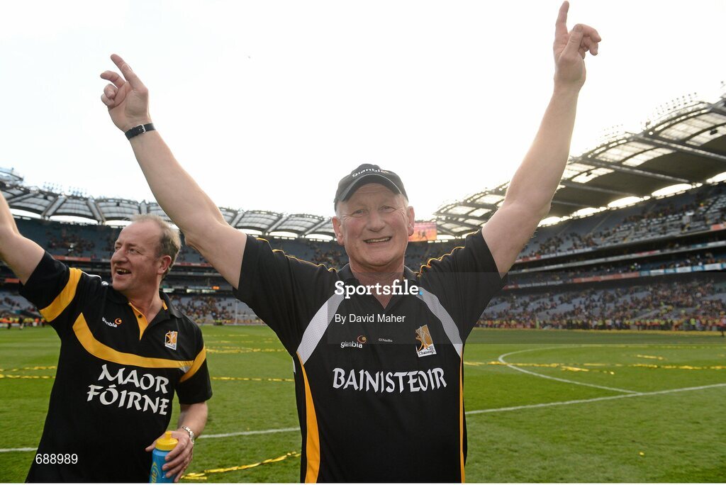30 September 2012; Brian Cody, Kilkenny manager, celebrates at the end of the game. GAA Hurling All-Ireland Senior Championship Final Replay, Kilkenny v Galway, Croke Park, Dublin. Picture credit: David Maher / SPORTSFILE