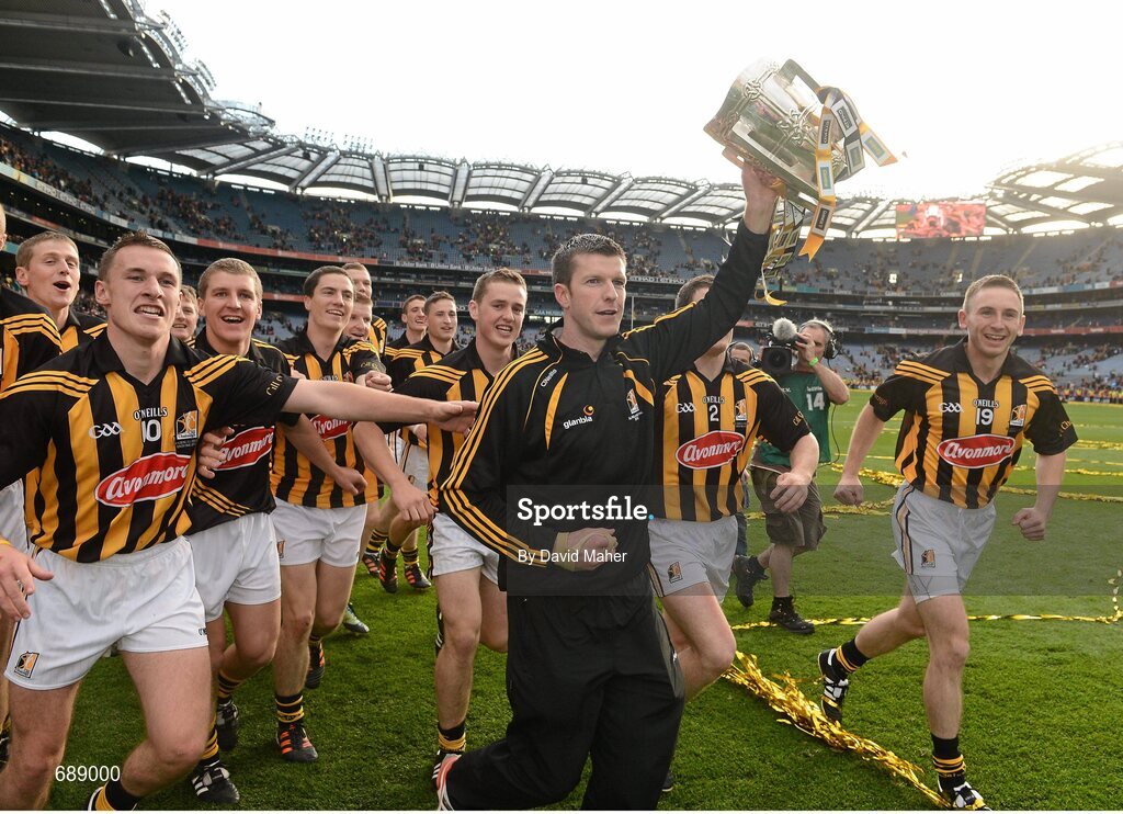 30 September 2012; Michael Rice, Kilkenny, celebrates with the Liam MacCarthy Cup along with his team-mate's. GAA Hurling All-Ireland Senior Championship Final Replay, Kilkenny v Galway, Croke Park, Dublin. Picture credit: David Maher / SPORTSFILE
