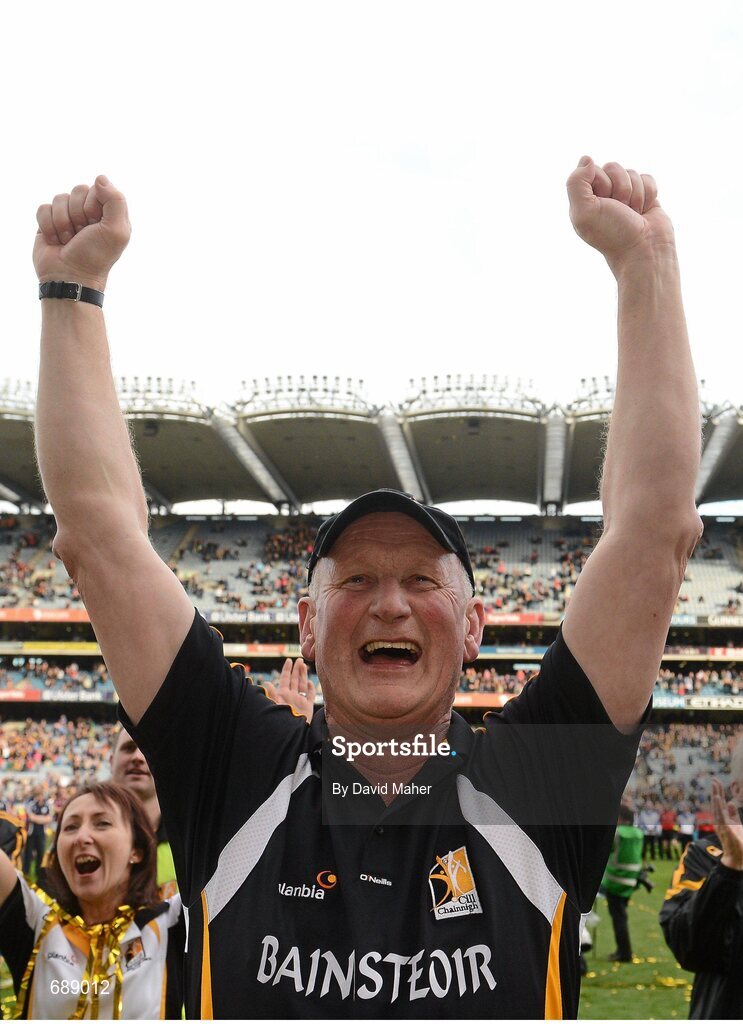 30 September 2012; Kilkenny manager Brian Cody celebrates at the end of the game. GAA Hurling All-Ireland Senior Championship Final Replay, Kilkenny v Galway, Croke Park, Dublin. Picture credit: David Maher / SPORTSFILE