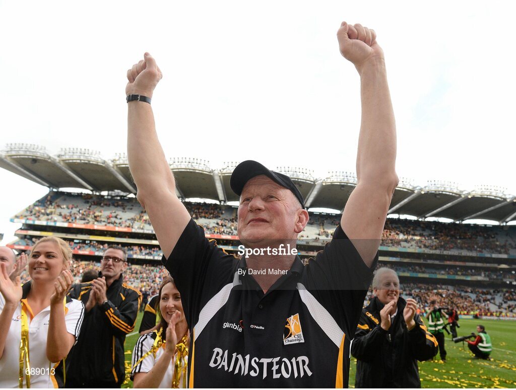 30 September 2012; Kilkenny manager Brian Cody celebrates at the end of the game. GAA Hurling All-Ireland Senior Championship Final Replay, Kilkenny v Galway, Croke Park, Dublin. Picture credit: David Maher / SPORTSFILE