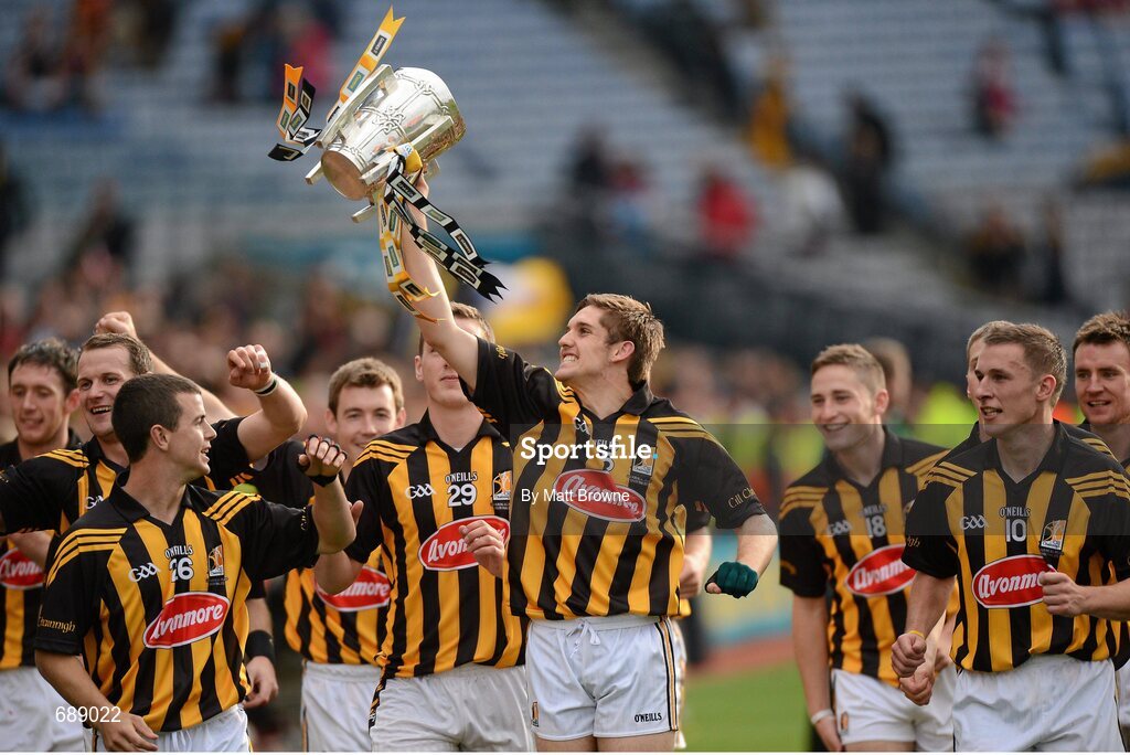 30 September 2012; Mark Kelly, Kilkenny, celebrates with his team-mates and the Liam MacCarthy Cup. GAA Hurling All-Ireland Senior Championship Final Replay, Kilkenny v Galway, Croke Park, Dublin. Picture credit: Matt Browne / SPORTSFILE