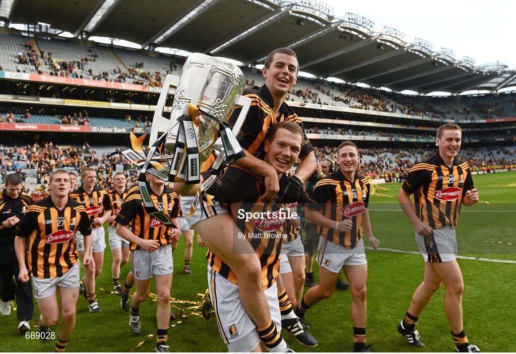 30 September 2012; Kilkenny's Walter Walsh,14, and Joe Brennan celebrate with the Liam MacCarthy Cup. GAA Hurling All-Ireland Senior Championship Final Replay, Kilkenny v Galway, Croke Park, Dublin. Picture credit: Matt Browne / SPORTSFILE