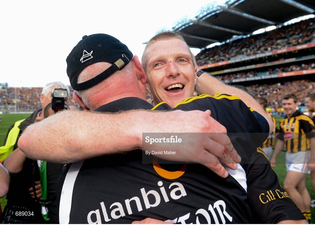 30 September 2012; Kilkenny's Henry Shefflin celebrates with manager Brian Cody at the end of the game. GAA Hurling All-Ireland Senior Championship Final Replay, Kilkenny v Galway, Croke Park, Dublin. Picture credit: David Maher / SPORTSFILE