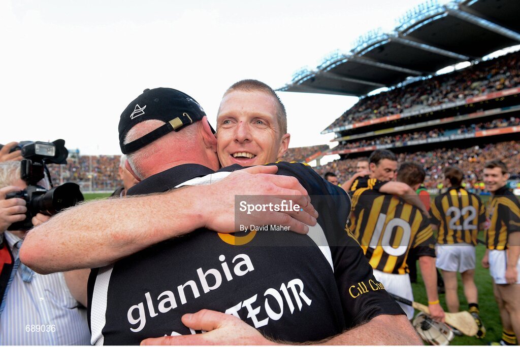30 September 2012; Kilkenny's Henry Shefflin celebrates with manager Brian Cody at the end of the game. GAA Hurling All-Ireland Senior Championship Final Replay, Kilkenny v Galway, Croke Park, Dublin. Picture credit: David Maher / SPORTSFILE