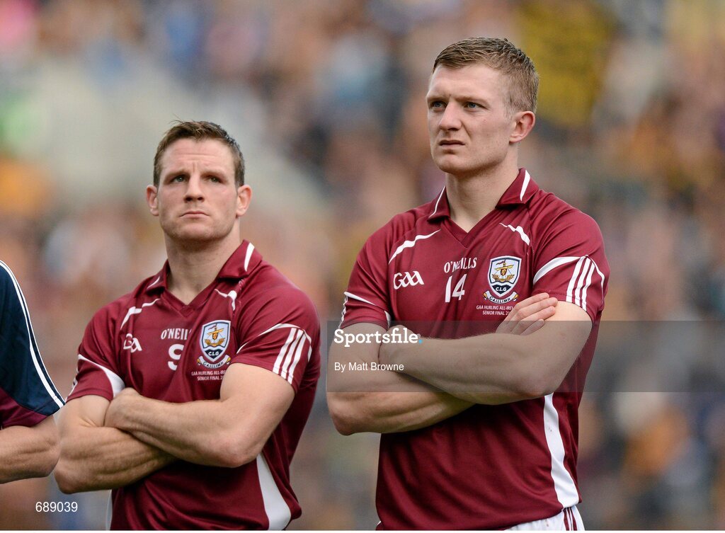 30 September 2012; Galway's Joe Canning and Andrew Smith after the final whistle. GAA Hurling All-Ireland Senior Championship Final Replay, Kilkenny v Galway, Croke Park, Dublin. Picture credit: Matt Browne / SPORTSFILE