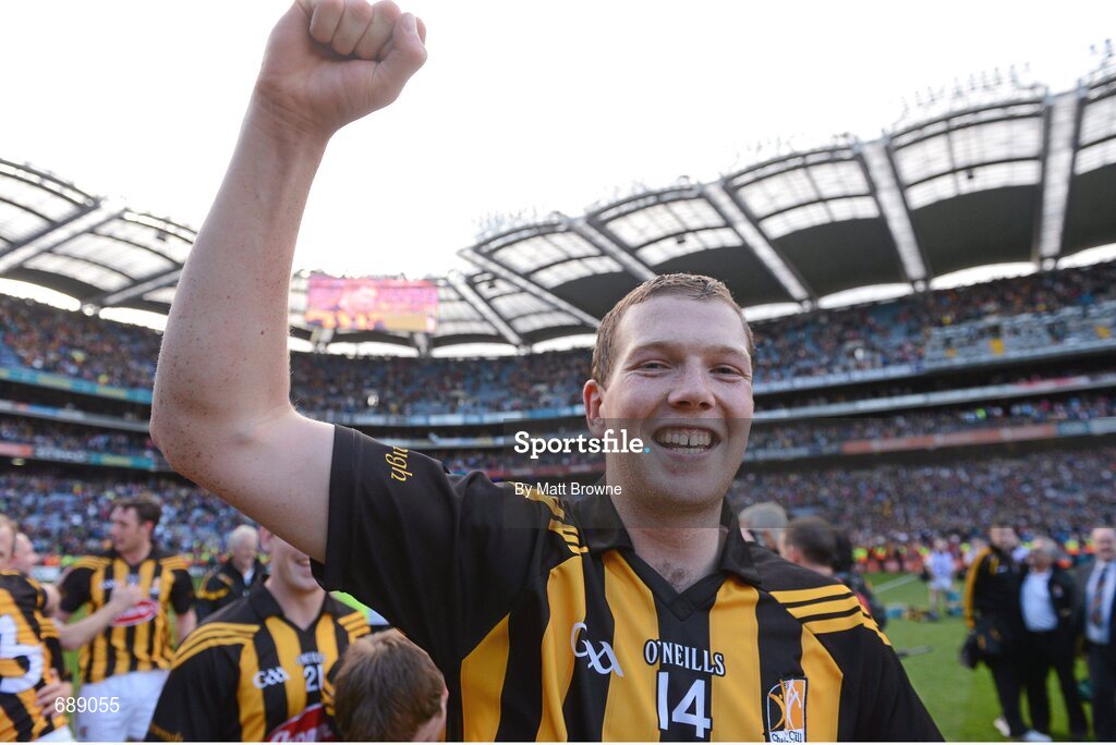 30 September 2012; Walter Walsh, Kilkenny, celebrates after the final whistle. GAA Hurling All-Ireland Senior Championship Final Replay, Kilkenny v Galway, Croke Park, Dublin. Picture credit: Matt Browne / SPORTSFILE