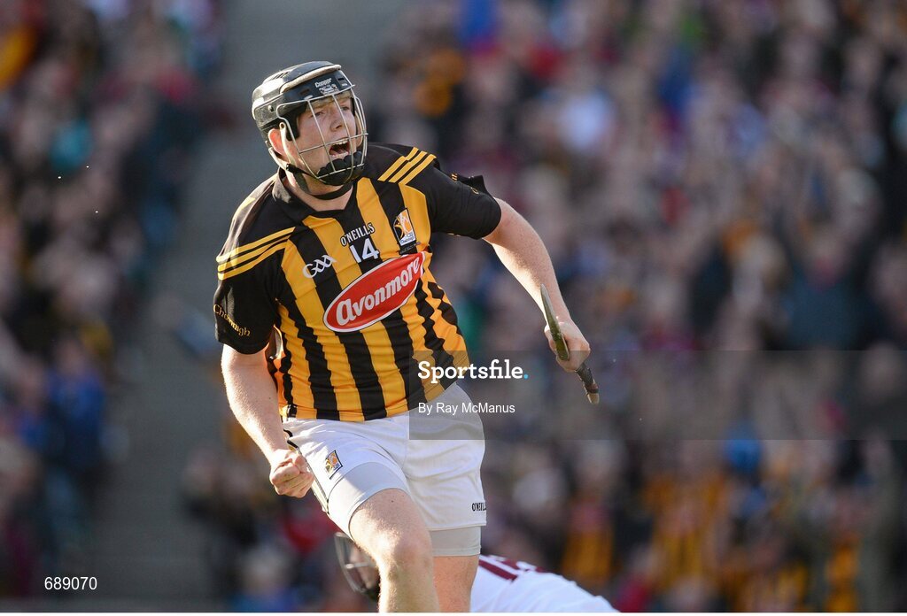 30 September 2012; Walter Walsh, Kilkenny, celebrates after scoring his side's second goal. GAA Hurling All-Ireland Senior Championship Final Replay, Kilkenny v Galway, Croke Park, Dublin. Picture credit: Ray McManus / SPORTSFILE