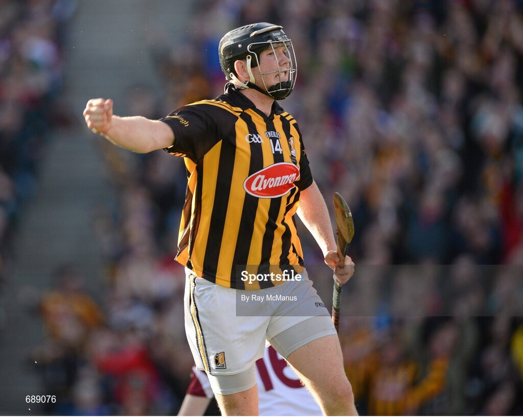 30 September 2012; Walter Walsh, Kilkenny, celebrates after scoring his side's second goal. GAA Hurling All-Ireland Senior Championship Final Replay, Kilkenny v Galway, Croke Park, Dublin. Picture credit: Ray McManus / SPORTSFILE
