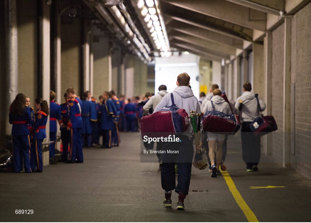 30 September 2012; Galway players walk past the Artane Band on their team's arrival at Croke Park ahead of the game. GAA Hurling All-Ireland Senior Championship Final Replay, Kilkenny v Galway, Croke Park, Dublin. Picture credit: Brendan Moran / SPORTSFILE