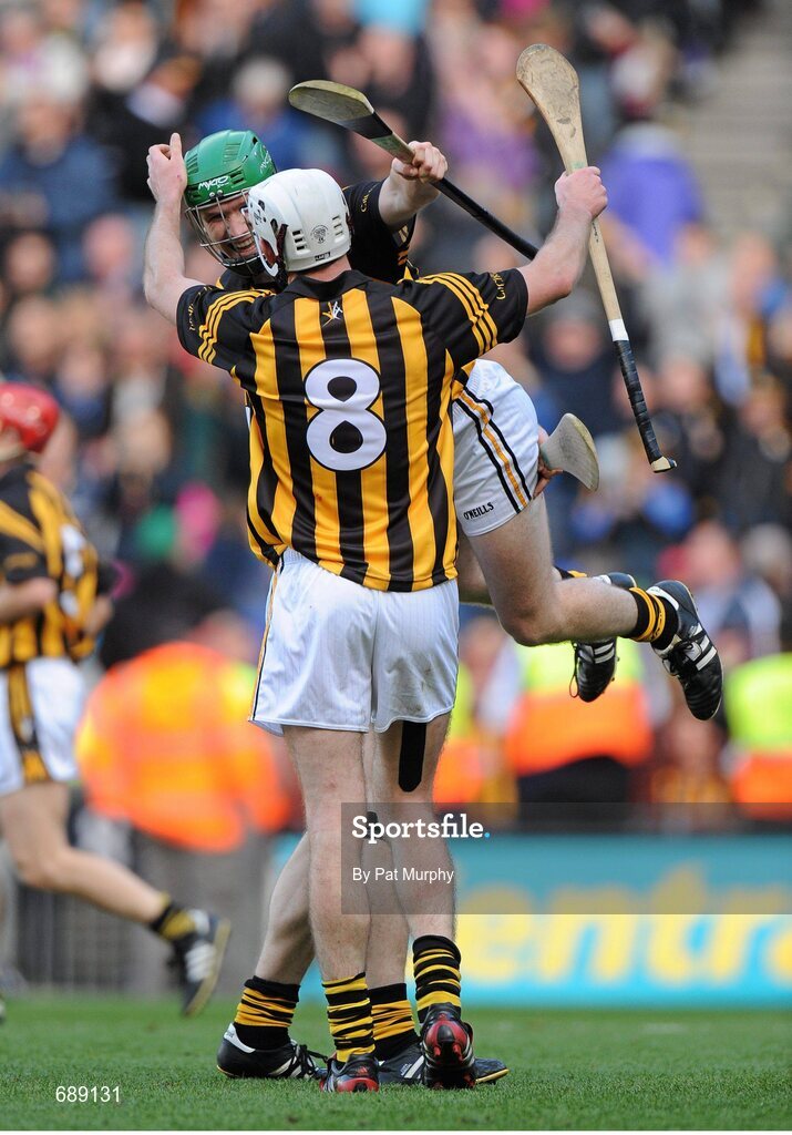 30 September 2012; Kilkenny players Paul Murphy, Michael Fennelly, 8, and Brian Hogan, hidden, celebrate at the final whistle. GAA Hurling All-Ireland Senior Championship Final Replay, Kilkenny v Galway, Croke Park, Dublin. Picture credit: Pat Murphy / SPORTSFILE