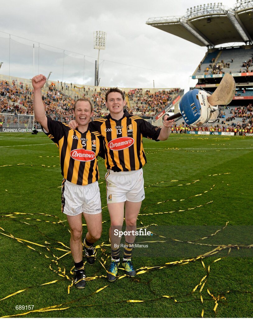 30 September 2012; Kilkenny players Tommy Walsh, left, and TJ Reid celebrate after the game. GAA Hurling All-Ireland Senior Championship Final Replay, Kilkenny v Galway, Croke Park, Dublin. Picture credit: Ray McManus / SPORTSFILE