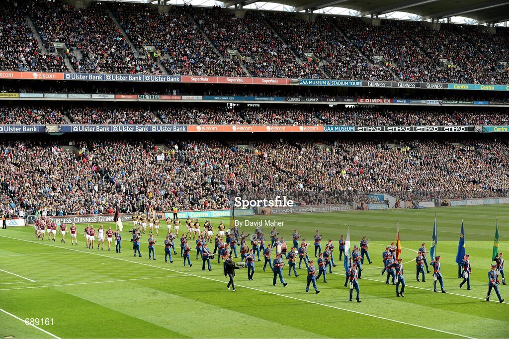30 September 2012; The Galway and Kilkenny teams during the pre-match parade. GAA Hurling All-Ireland Senior Championship Final Replay, Kilkenny v Galway, Croke Park, Dublin. Picture credit: David Maher / SPORTSFILE