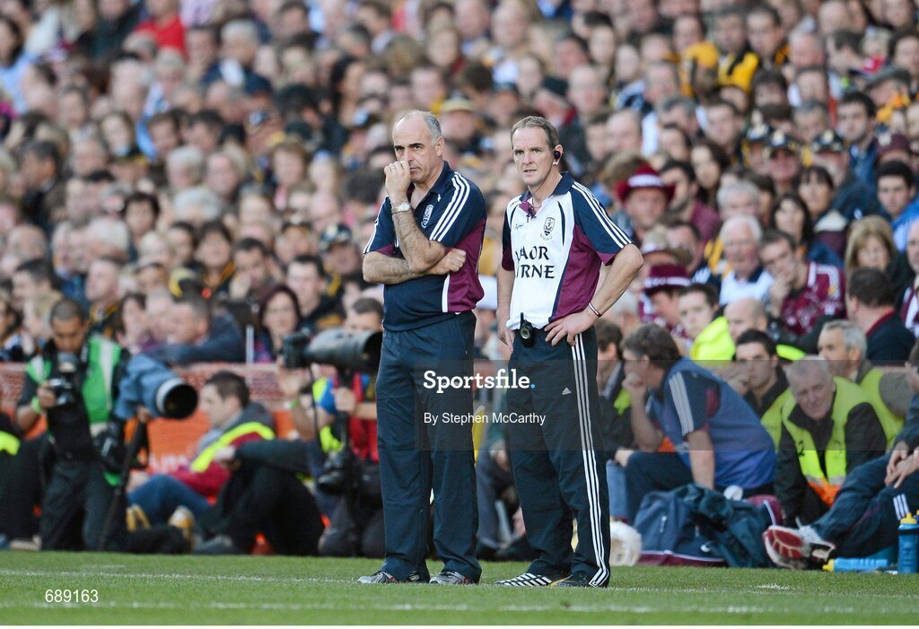 30 September 2012; Galway manager Anthony Cunningham and coach Mattie Kenny, right, watch on. GAA Hurling All-Ireland Senior Championship Final Replay, Kilkenny v Galway, Croke Park, Dublin. Picture credit: Stephen McCarthy / SPORTSFILE