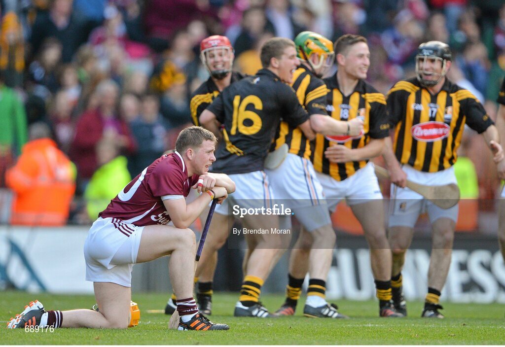 30 September 2012; Galway's Davy Glennon looks on as Kilkenny celebrate after the game. GAA Hurling All-Ireland Senior Championship Final Replay, Kilkenny v Galway, Croke Park, Dublin. Picture credit: Brendan Moran / SPORTSFILE