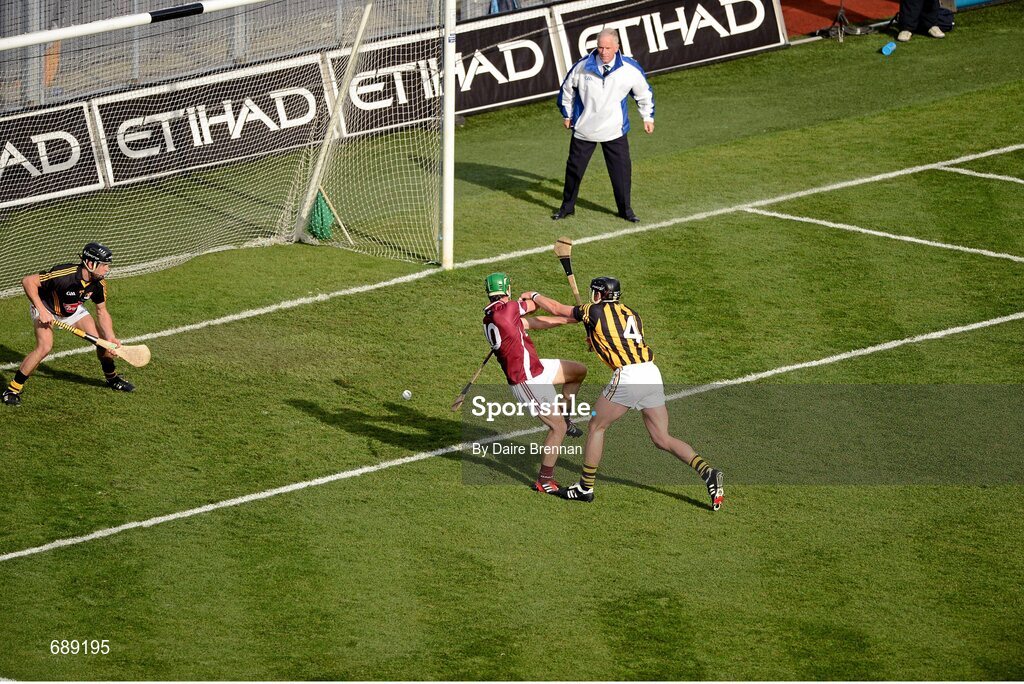 30 September 2012; David Burke, Galway, scores his side's first goal. GAA Hurling All-Ireland Senior Championship Final Replay, Kilkenny v Galway, Croke Park, Dublin. Picture credit: Daire Brennan / SPORTSFILE