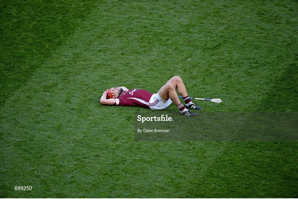 30 September 2012; A dejected Iarla Tannian, Galway, after the game. GAA Hurling All-Ireland Senior Championship Final Replay, Kilkenny v Galway, Croke Park, Dublin. Picture credit: Daire Brennan / SPORTSFILE