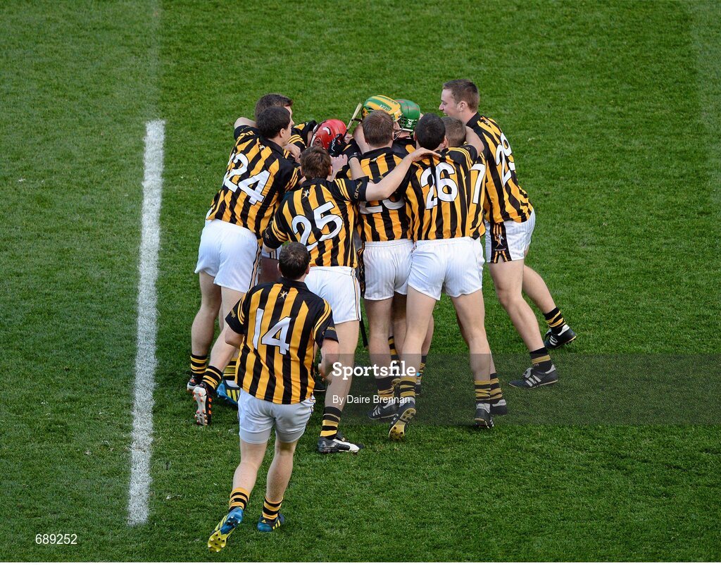 30 September 2012; Kilkenny players celebrate after the game. GAA Hurling All-Ireland Senior Championship Final Replay, Kilkenny v Galway, Croke Park, Dublin. Picture credit: Daire Brennan / SPORTSFILE
