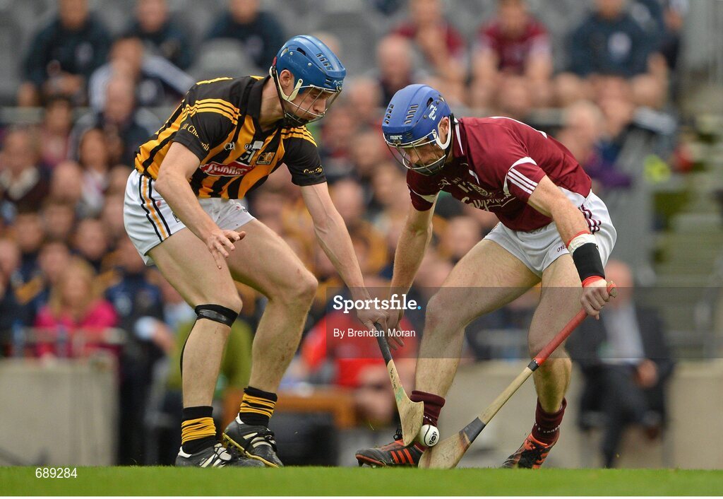 30 September 2012; Brian Hogan, Kilkenny, in action against Cyril Donnellan, Galway. GAA Hurling All-Ireland Senior Championship Final Replay, Kilkenny v Galway, Croke Park, Dublin. Picture credit: Brendan Moran / SPORTSFILE