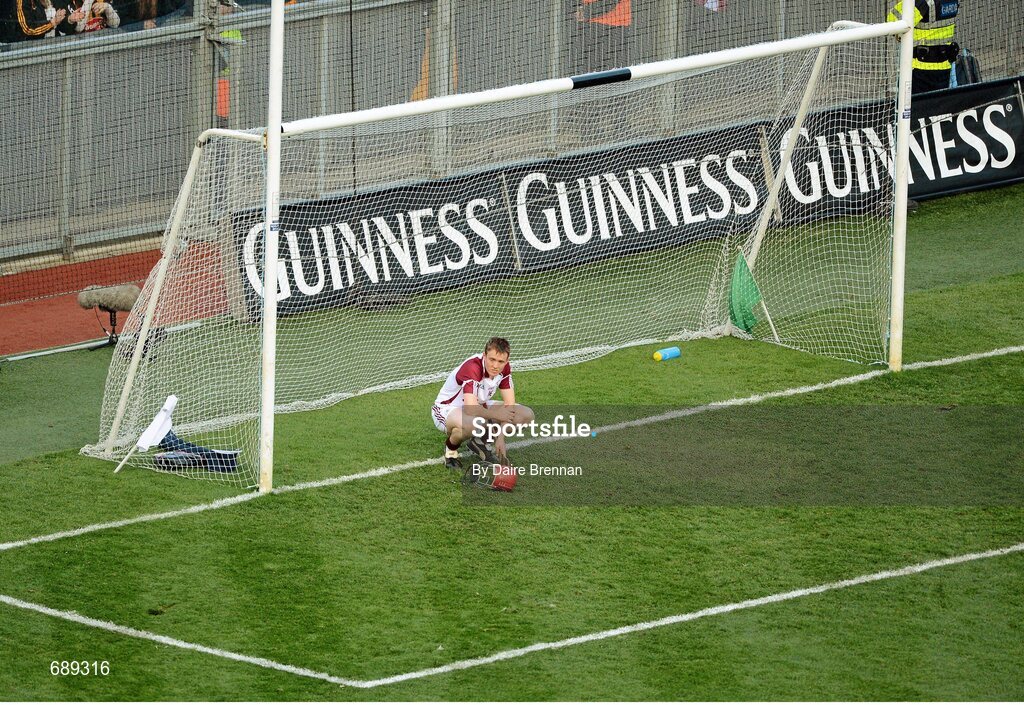 30 September 2012; A dejected Galway goalkeeper Fergal Flannery after the game. GAA Hurling All-Ireland Senior Championship Final Replay, Kilkenny v Galway, Croke Park, Dublin. Picture credit: Daire Brennan / SPORTSFILE