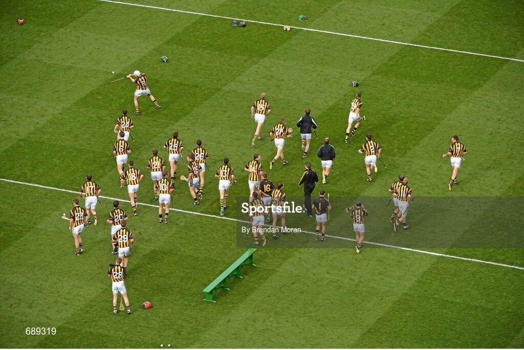 30 September 2012; The Kilkenny team leave the bench after having their team photograph taken before the game. GAA Hurling All-Ireland Senior Championship Final Replay, Kilkenny v Galway, Croke Park, Dublin. Picture credit: Brendan Moran / SPORTSFILE