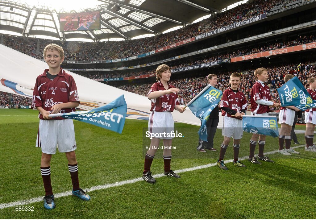 30 September 2012; A general view of flagbearers before the start of the game. GAA Hurling All-Ireland Senior Championship Final Replay, Kilkenny v Galway, Croke Park, Dublin. Picture credit: David Maher / SPORTSFILE