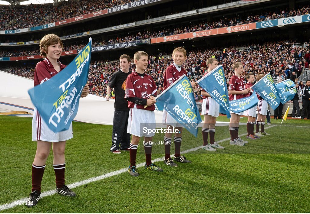 30 September 2012; A general view of flagbearers before the start of the game. GAA Hurling All-Ireland Senior Championship Final Replay, Kilkenny v Galway, Croke Park, Dublin. Picture credit: David Maher / SPORTSFILE