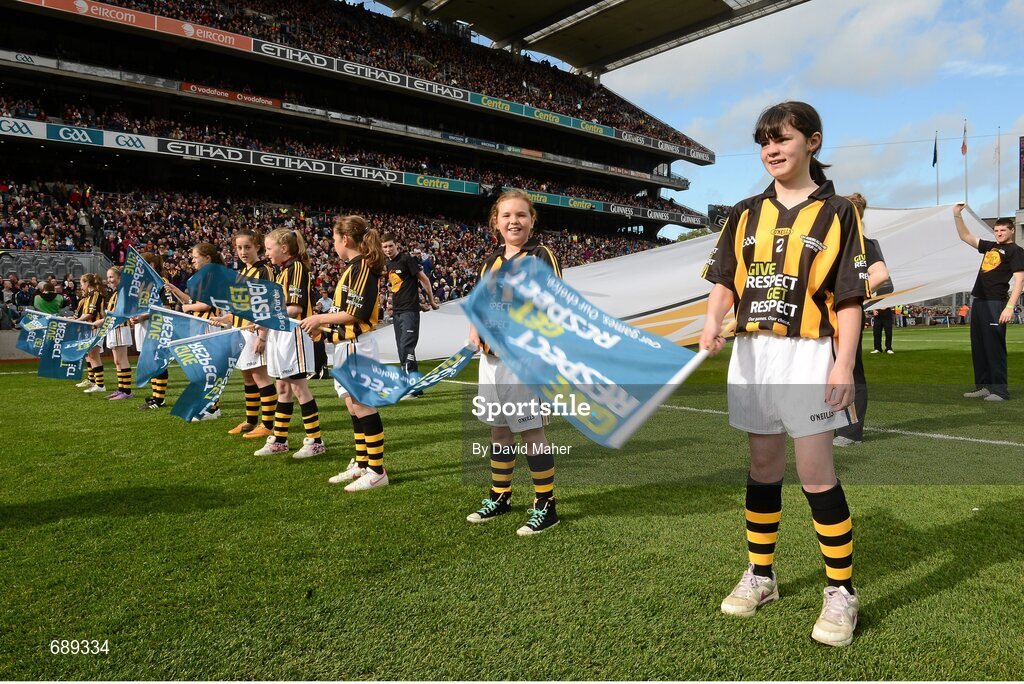 30 September 2012; A general view of flagbearers before the start of the game. GAA Hurling All-Ireland Senior Championship Final Replay, Kilkenny v Galway, Croke Park, Dublin. Picture credit: David Maher / SPORTSFILE