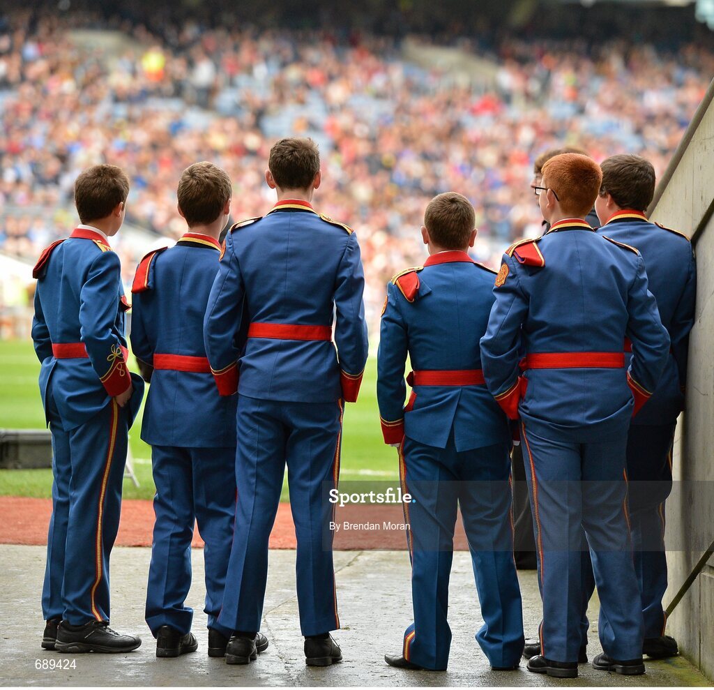 30 September 2012; Members of the Artane Band look on during the minor game. GAA Hurling All-Ireland Senior Championship Final Replay, Kilkenny v Galway, Croke Park, Dublin. Picture credit: Brendan Moran / SPORTSFILE