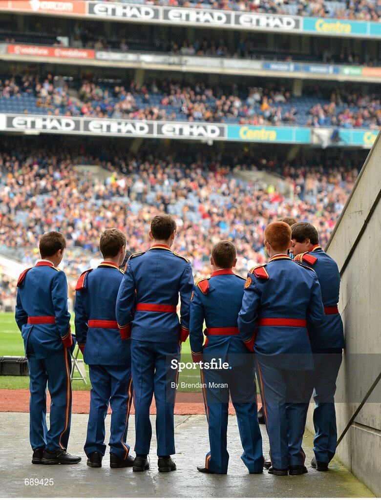 30 September 2012; Members of the Artane Band look on during the minor game. GAA Hurling All-Ireland Senior Championship Final Replay, Kilkenny v Galway, Croke Park, Dublin. Picture credit: Brendan Moran / SPORTSFILE