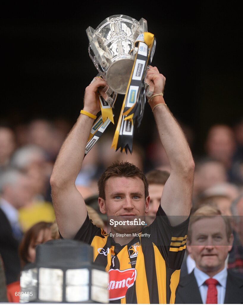 30 September 2012; Kilkenny's Kieran Joyce lifts the Liam MacCarthy Cup. GAA Hurling All-Ireland Senior Championship Final Replay, Kilkenny v Galway, Croke Park, Dublin. Picture credit: Stephen McCarthy / SPORTSFILE