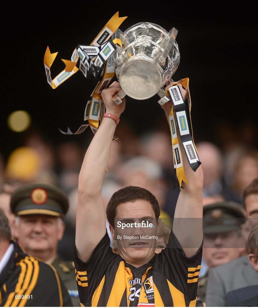 30 September 2012; Kilkenny's Matthew Ruth lifts the Liam MacCarthy Cup. GAA Hurling All-Ireland Senior Championship Final Replay, Kilkenny v Galway, Croke Park, Dublin. Picture credit: Stephen McCarthy / SPORTSFILE