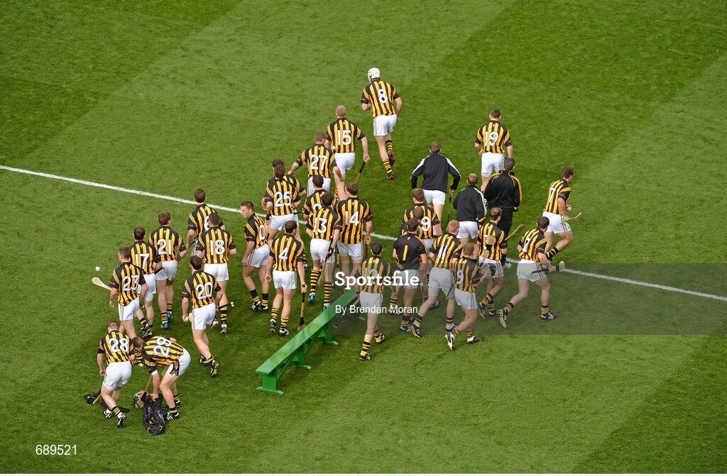 30 September 2012; The Kilkenny squad leave the bench after having their team photograph taken before the game. GAA Hurling All-Ireland Senior Championship Final Replay, Kilkenny v Galway, Croke Park, Dublin. Picture credit: Brendan Moran / SPORTSFILE