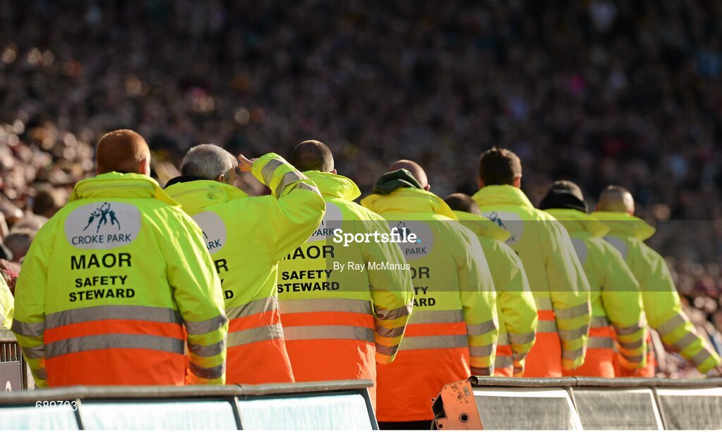 30 September 2012; Croke Park safety stewards take up their positions during the game. GAA Hurling All-Ireland Senior Championship Final Replay, Kilkenny v Galway, Croke Park, Dublin. Picture credit: Ray McManus / SPORTSFILE