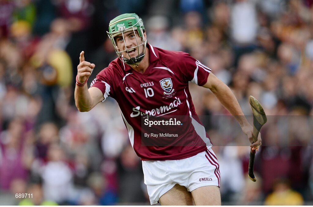 30 September 2012; David Burke, Galway, celebrates after scoring his side's second goal. GAA Hurling All-Ireland Senior Championship Final Replay, Kilkenny v Galway, Croke Park, Dublin. Picture credit: Ray McManus / SPORTSFILE