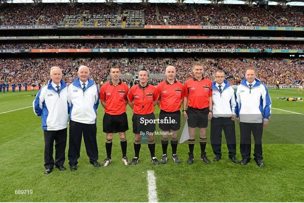 30 September 2012; Referee James McGrath with officials and umpires. GAA Hurling All-Ireland Senior Championship Final Replay, Kilkenny v Galway, Croke Park, Dublin. Picture credit: Ray McManus / SPORTSFILE
