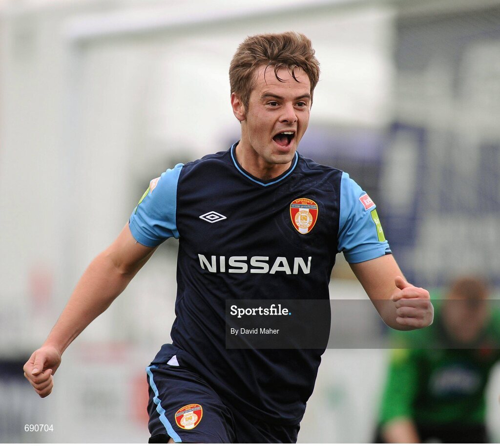 7 October 2012; Greg Bolger, St. Patrick's Athletic, celebrates after scoring his side's second goal. FAI Ford Cup semi-final, Dundalk v St Patrick’s Athletic, Oriel Park, Dundalk, Co. Louth.Picture credit: David Maher / SPORTSFILE