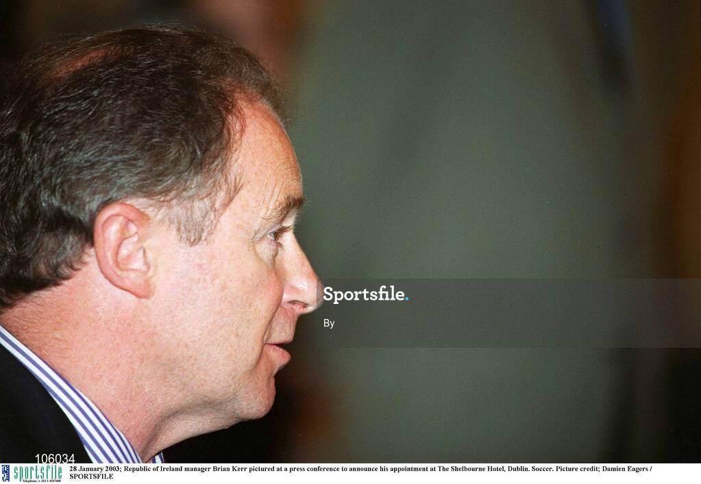 28 January 2003; Republic of Ireland manager Brian Kerr pictured at a press conference to announce his appointment at The Shelbourne Hotel, Dublin. Soccer. Picture credit; Damien Eagers / SPORTSFILE