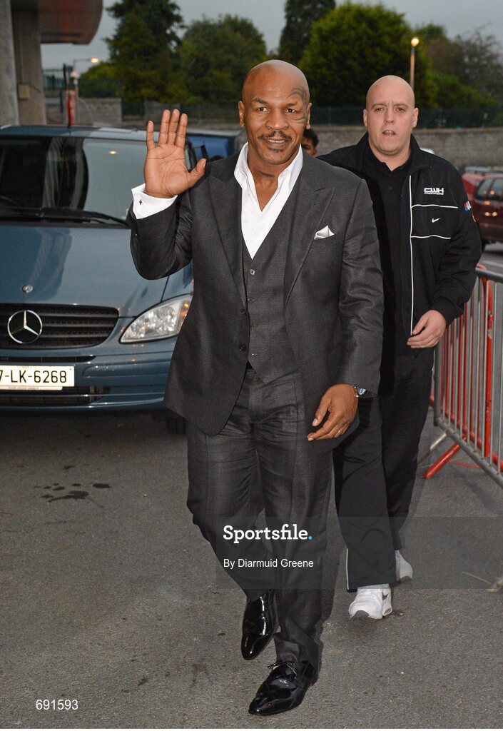 10 October 2012; Former undisputed heavyweight boxing champion Mike Tyson arrives at Thomond Park, Limerick. Picture credit: Diarmuid Greene / SPORTSFILE