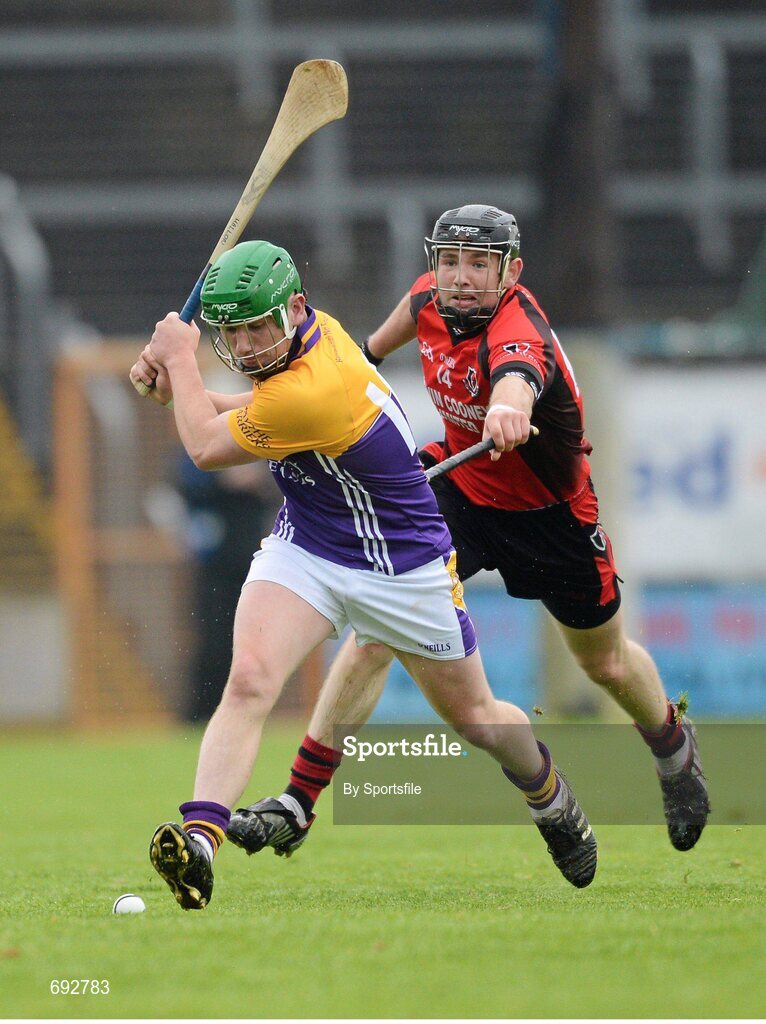 14 October 2012; Wayne Mallon, Faythe Harriers, in action against Peter Murphy, Oulart-the-Ballagh. Wexford County Senior Hurling Championship Final, Oulart-the-Ballagh v Faythe Harriers, Wexford Park, Wexford. Photo by Sportsfile