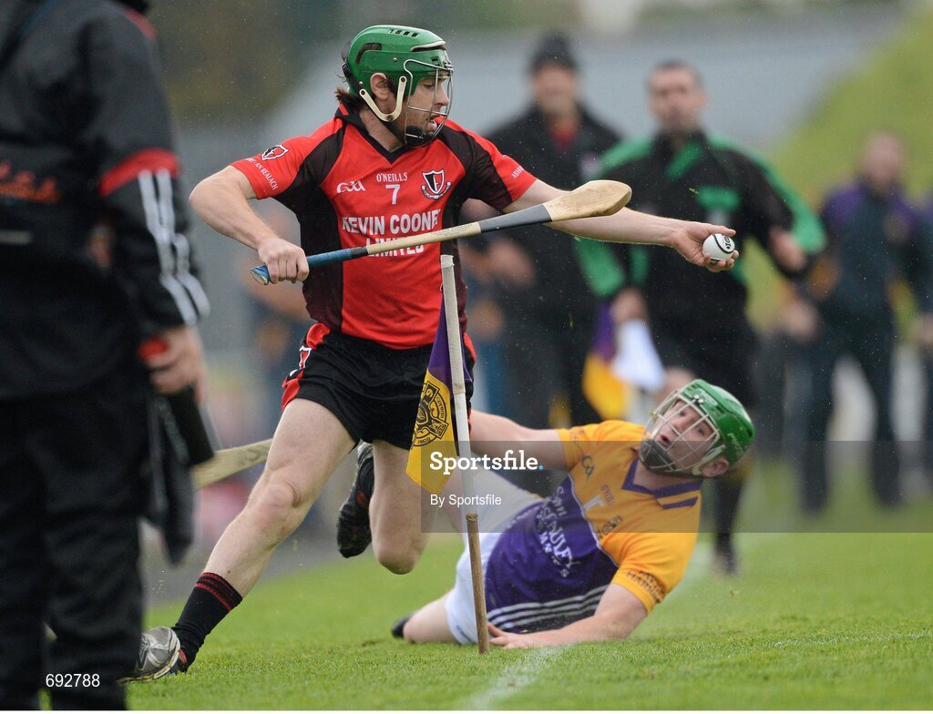 14 October 2012; Lar Prendergast, Oulart-the-Ballagh, in action against Wayne Mallon, Faythe Harriers. Wexford County Senior Hurling Championship Final, Oulart-the-Ballagh v Faythe Harriers, Wexford Park, Wexford. Photo by Sportsfile
