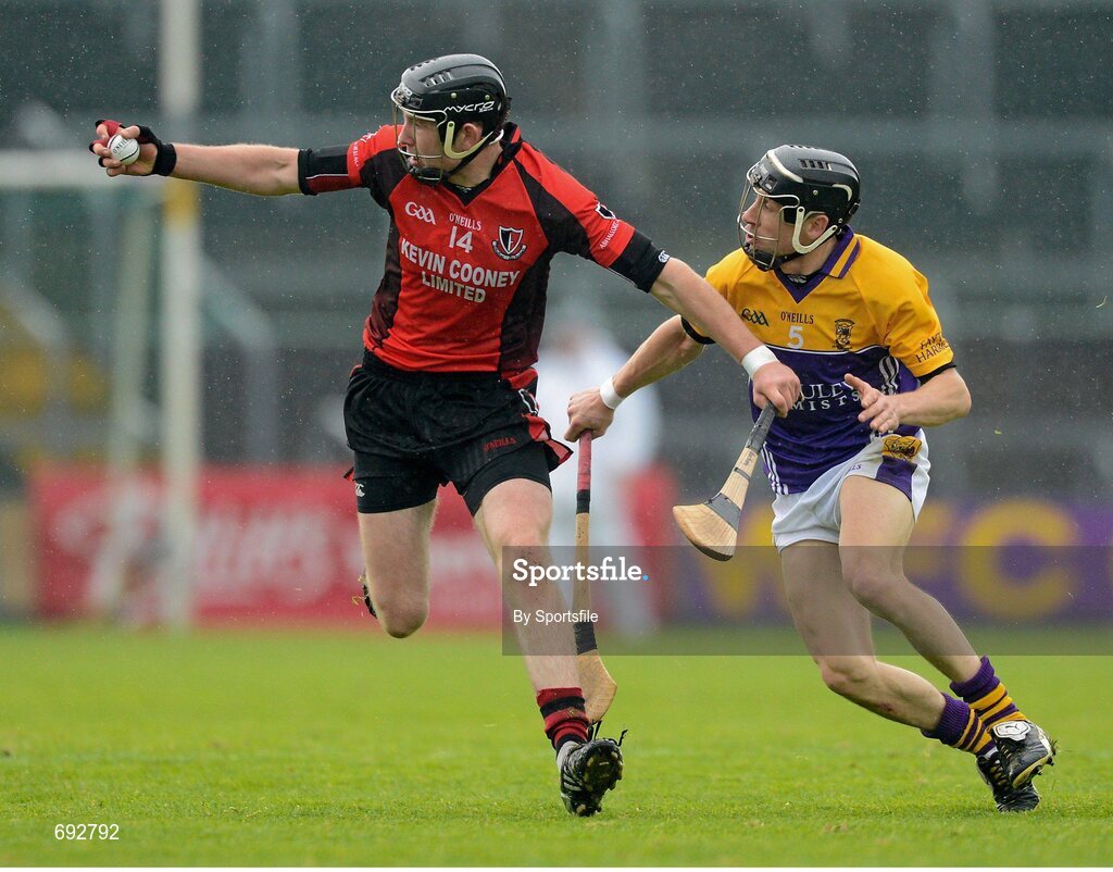 14 October 2012; Peter Murphy, Oulart-the-Ballagh, in action against Emmet Keeling, Faythe Harriers. Wexford County Senior Hurling Championship Final, Oulart-the-Ballagh v Faythe Harriers, Wexford Park, Wexford. Photo by Sportsfile
