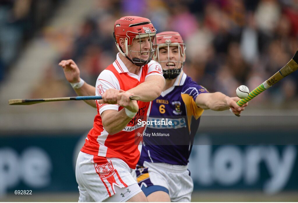14 October 2012; David Treacy, Cuala, in action against Rory O'Carroll, Kilmacud Crokes. Dublin County Senior Hurling Championship Final, Cuala v Kilmacud Crokes, Parnell Park, Dublin. Picture credit: Ray McManus / SPORTSFILE