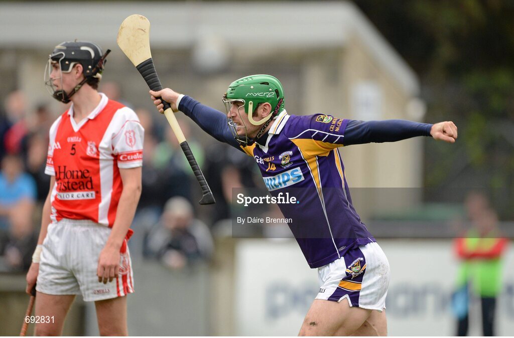 14 October 2012; Ryan O'Dwyer, Kilmacud Crokes, celebrates after scoring his side's second goal. Dublin County Senior Hurling Championship Final, Cuala v Kilmacud Crokes, Parnell Park, Dublin. Picture credit: Dáire Brennan / SPORTSFILE