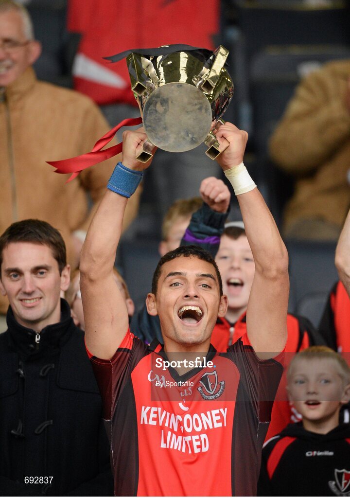 14 October 2012; Oulart-the-Ballagh captain Keith Rossiter lifts the Dr. Bob Bowe Cup. Wexford County Senior Hurling Championship Final, Oulart-the-Ballagh v Faythe Harriers, Wexford Park, Wexford. Photo by Sportsfile