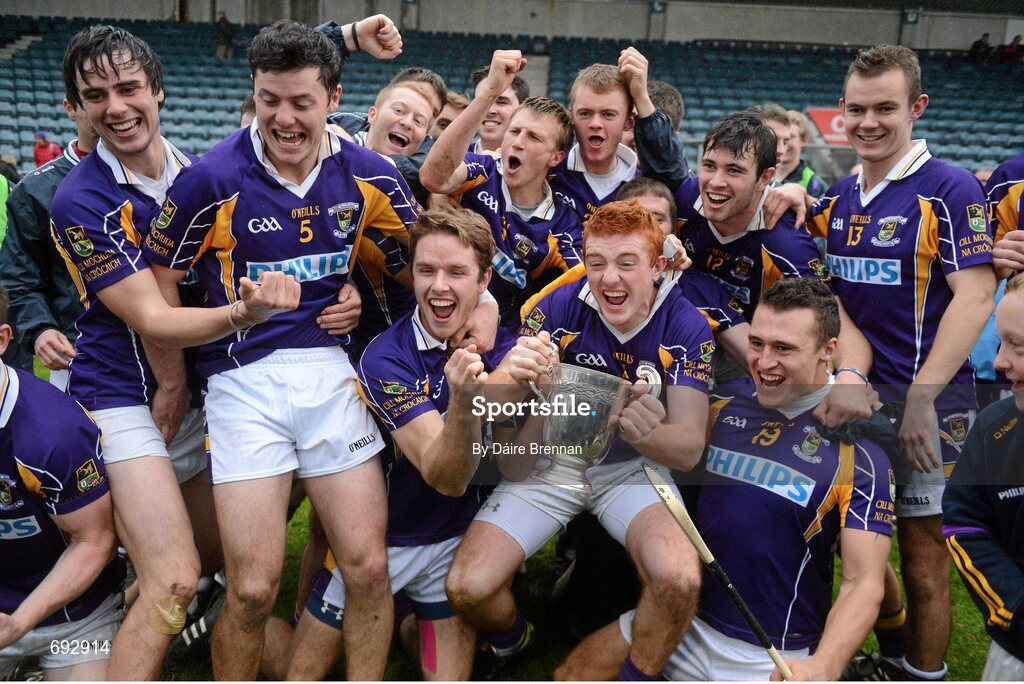 14 October 2012; Jack Doughan, Kilmacud Crokes, surrounded by team-mates, celebrate with the New Ireland cup after the game. Dublin County Senior Hurling Championship Final, Cuala v Kilmacud Crokes, Parnell Park, Dublin. Picture credit: Dáire Brennan / SPORTSFILE