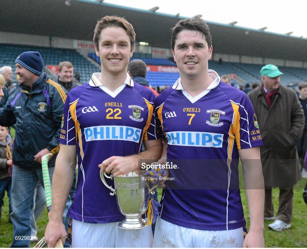 14 October 2012; Brothers Kevin, left, and Robert O'Loughlin, Kilmacud Crokes, after the game. Dublin County Senior Hurling Championship Final, Cuala v Kilmacud Crokes, Parnell Park, Dublin. Picture credit: Dáire Brennan / SPORTSFILE