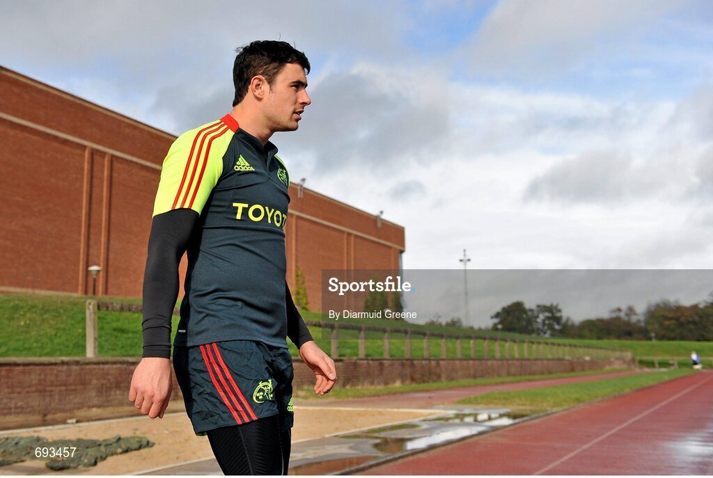 17 October 2012; Munster's Felix Jones makes his way out for squad training ahead of their side's Heineken Cup, Pool 1, Round 2, game against Edinburgh on Sunday. Munster Rugby Squad Training, University of Limerick, Limerick. Picture credit: Diarmuid Greene / SPORTSFILE