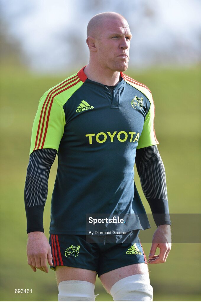 17 October 2012; Munster's Paul O'Connell during squad training ahead of their side's Heineken Cup, Pool 1, Round 2, game against Edinburgh on Sunday. Munster Rugby Squad Training, University of Limerick, Limerick. Picture credit: Diarmuid Greene / SPORTSFILE