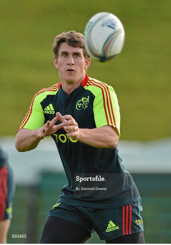 17 October 2012; Munster's Ian Keatley in action during squad training ahead of their side's Heineken Cup, Pool 1, Round 2, game against Edinburgh on Sunday. Munster Rugby Squad Training, University of Limerick, Limerick. Picture credit: Diarmuid Greene / SPORTSFILE
