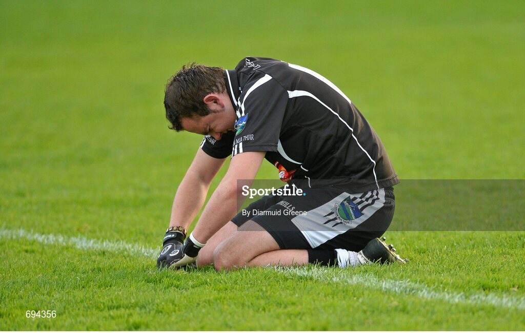21 October 2012; Michael Quilligan, Newcastlewest, shows his disappointment after the game finished in a draw. Limerick County Senior Football Championship Final, Dromcollogher Broadford v Newcastlewest, Gaelic Grounds, Limerick. Picture credit: Diarmuid Greene / SPORTSFILE